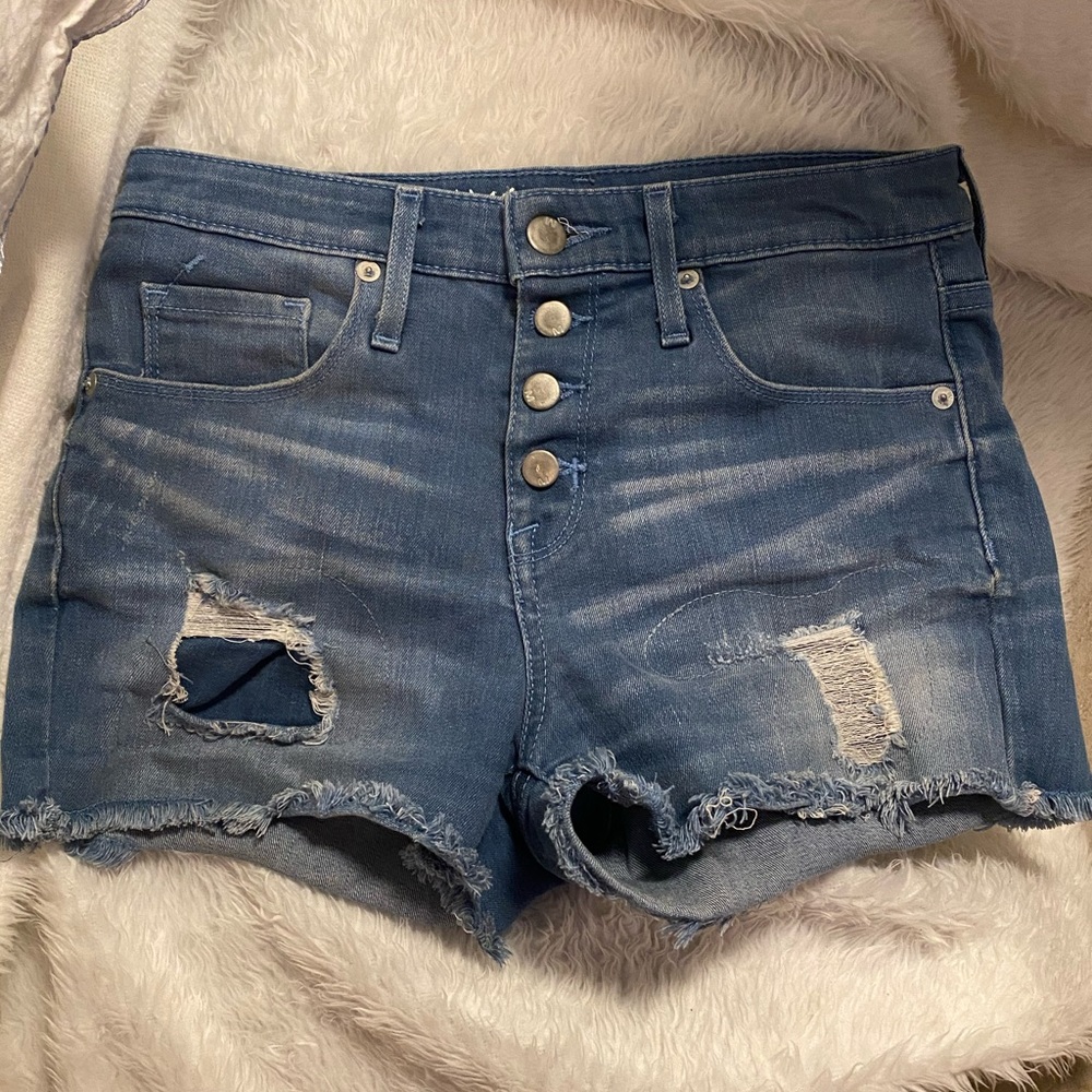 high rise denim shorts